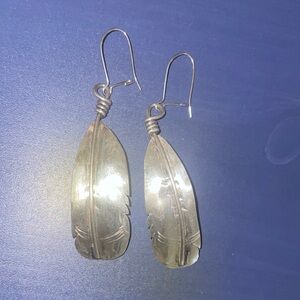 Elegant Silver Feather Earrings